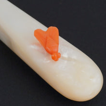 Load image into Gallery viewer, Antique French .800 Silver Wax Seal, Carved Coral & Mother of Pearl Handle, Original Box