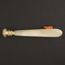 Load image into Gallery viewer, Antique French .800 Silver Wax Seal, Carved Coral & Mother of Pearl Handle, Original Box