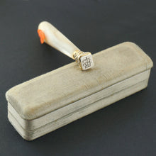Load image into Gallery viewer, Antique French .800 Silver Wax Seal, Carved Coral & Mother of Pearl Handle, Original Box