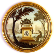 Load image into Gallery viewer, Antique French Hair Art Hairwork Mourning Memento Miniature Portrait, Tomb & Loyal Dog