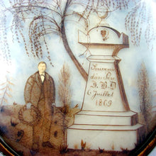 Load image into Gallery viewer, Large 14" Antique French Napoleon III era Mourning Hair Art, Father Memorial Dated 1869