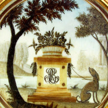 Load image into Gallery viewer, Antique French Hair Art Hairwork Mourning Memento Miniature Portrait, Tomb & Loyal Dog