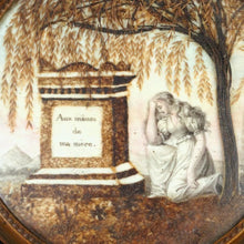Load image into Gallery viewer, Antique 19thc Napoleon III era French Mourning Hair Art Memento Sentimental Miniature Portrait, Tomb, Weeping Willow