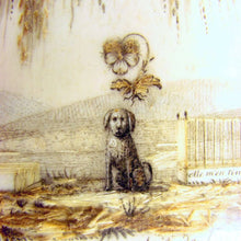 Load image into Gallery viewer, Rare Antique French Sentimental Mourning Hair Art Work DOG & Tomb