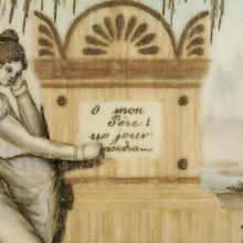 Load image into Gallery viewer, Antique Napoleon III era French Mourning Hair Art Memento Sentimental Miniature Portrait, Tomb, Weeping Willow, Daughter & Father