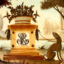 Load image into Gallery viewer, Antique French Hair Art Hairwork Mourning Memento Miniature Portrait, Tomb & Loyal Dog
