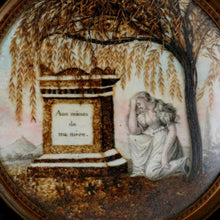 Load image into Gallery viewer, Antique 19thc Napoleon III era French Mourning Hair Art Memento Sentimental Miniature Portrait, Tomb, Weeping Willow