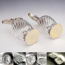 Load image into Gallery viewer, French sterling silver hallmarks on antique claret jugs, decanters