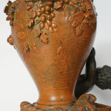 Load image into Gallery viewer, PAIR Antique French Bronze Putti Vases Signed Auguste Moreau