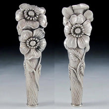 Load image into Gallery viewer, Impressive Antique French .800 Silver Figural Flowers Cane Parasol Handle