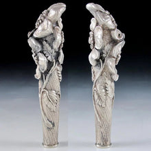 Load image into Gallery viewer, Impressive Antique French .800 Silver Figural Flowers Cane Parasol Handle