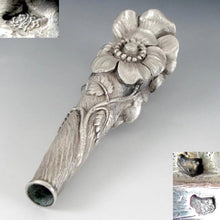 Load image into Gallery viewer, Impressive Antique French .800 Silver Figural Flowers Cane Parasol Handle