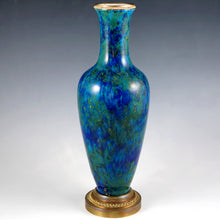Load image into Gallery viewer, Antique French Sevres Porcelain Paul Milet Gilt Bronze Baluster Vase Blue Flambe Glaze