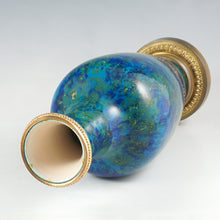 Load image into Gallery viewer, Antique French Sevres Porcelain Paul Milet Gilt Bronze Baluster Vase Blue Flambe Glaze
