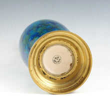 Load image into Gallery viewer, Antique French Sevres Porcelain Paul Milet Gilt Bronze Baluster Vase Blue Flambe Glaze