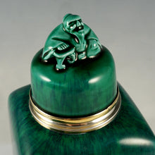 Load image into Gallery viewer, Antique French Sterling Silver Sevres Porcelain Paul Milet Tea Caddy Green Flambe Glaze