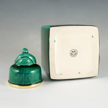 Load image into Gallery viewer, Antique French Sterling Silver Sevres Porcelain Paul Milet Tea Caddy Green Flambe Glaze