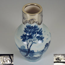 Load image into Gallery viewer, French Paul Milet Sevres Porcelain Vase Hallmarked Sterling Silver 950 Mounts