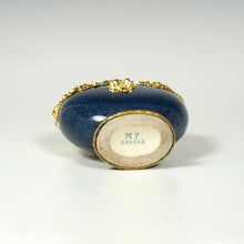 Load image into Gallery viewer, Antique French Paul Milet Sevres Ceramic Moon Vase Empire Gilt Ormolu Mounts Lapis Blue Color