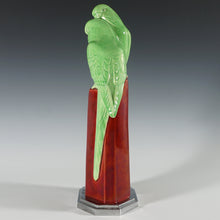 Load image into Gallery viewer, Art Deco French Paul Milet Sevres Ceramic Statue Love Birds Parakeets Figure Sang de Boeuf Ox Blood Red Flambe Glaze