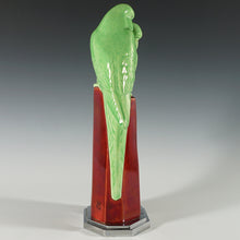 Load image into Gallery viewer, Art Deco French Paul Milet Sevres Ceramic Statue Love Birds Parakeets Figure Sang de Boeuf Ox Blood Red Flambe Glaze