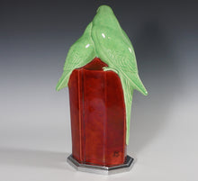 Load image into Gallery viewer, Art Deco French Paul Milet Sevres Ceramic Statue Love Birds Parakeets Figure Sang de Boeuf Ox Blood Red Flambe Glaze