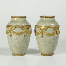 Load image into Gallery viewer, Pair Antique French Sevres Paul Milet Cabinet Ceramic Vases, Gilt Bronze Ormolu Mounts