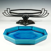 Load image into Gallery viewer, 20" Art Deco Paul Milet French Sevres Ceramic Centerpiece Bowl Wrought Iron