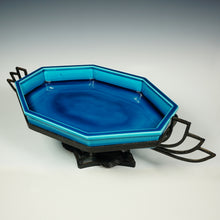 Load image into Gallery viewer, 20" Art Deco Paul Milet French Sevres Ceramic Centerpiece Bowl Wrought Iron