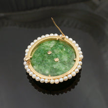 Load image into Gallery viewer, 14K Gold Brooch Ballerina Dancer, Green Jade, Pearls & Natural Rubies