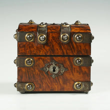 Load image into Gallery viewer, Antique French Perfume Caddy, Gothic Style Burl Wood Box, Glass Scent Bottles