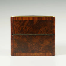 Load image into Gallery viewer, Antique French Perfume Caddy, Burl Wood & Brass Inlay Box, Baccarat Scent Bottles