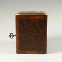 Load image into Gallery viewer, Antique French Perfume Caddy, Burl Wood & Brass Inlay Box, Baccarat Scent Bottles