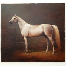 Load image into Gallery viewer, Horse Portrait Polish Oil Painting Artist Equestrian Thoroughbred in a Stable
