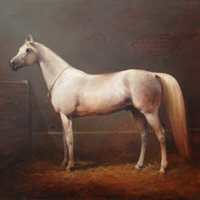 Load image into Gallery viewer, Horse Portrait Polish Oil Painting Artist Equestrian Thoroughbred in a Stable
