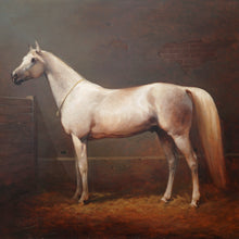 Load image into Gallery viewer, Horse Portrait Polish Oil Painting Artist Equestrian Thoroughbred in a Stable