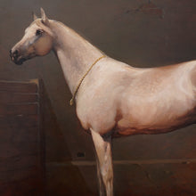 Load image into Gallery viewer, Horse Portrait Polish Oil Painting Artist Equestrian Thoroughbred in a Stable