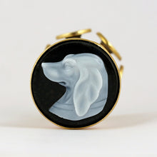 Load image into Gallery viewer, Antique Victorian Wax Seal Wheel Dog Sardonyx Hardstone Cameo Rose Quartz Stone