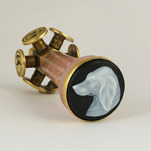 Load image into Gallery viewer, Antique Victorian Wax Seal Wheel Dog Sardonyx Hardstone Cameo Rose Quartz Stone
