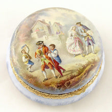 Load image into Gallery viewer, Antique French 800 Silver Gilt Vermeil Viennese Enamel Snuff Box Wedding Scene