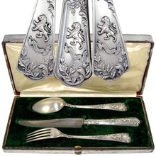 Load image into Gallery viewer, PUIFORCAT Antique French Sterling Silver 3pc Traveler's Dinner Flatware Set