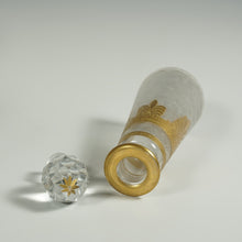 Load image into Gallery viewer, Antique French Saint Louis Acid Etched Glass Perfume Bottle, Empire Nelly Pattern, Gold Gilt Accents