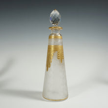 Load image into Gallery viewer, Antique French Saint Louis Acid Etched Glass Perfume Bottle, Empire Nelly Pattern, Gold Gilt Accents