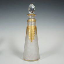 Load image into Gallery viewer, Antique French Saint Louis Acid Etched Glass Perfume Bottle, Empire Nelly Pattern, Gold Gilt Accents