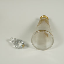 Load image into Gallery viewer, Antique French Saint Louis Acid Etched Glass Perfume Bottle, Empire Nelly Pattern, Gold Gilt Accents