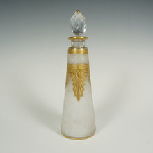 Load image into Gallery viewer, Antique French Saint Louis Acid Etched Glass Perfume Bottle, Empire Nelly Pattern, Gold Gilt Accents