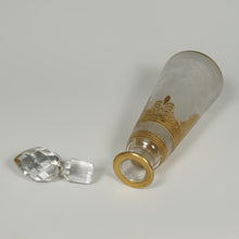 Load image into Gallery viewer, Antique French Saint Louis Acid Etched Glass Perfume Bottle, Empire Nelly Pattern, Gold Gilt Accents