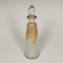 Load image into Gallery viewer, Antique French Saint Louis Acid Etched Glass Perfume Bottle, Empire Nelly Pattern, Gold Gilt Accents