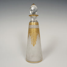Load image into Gallery viewer, Antique French Saint Louis Acid Etched Glass Perfume Bottle, Empire Nelly Pattern, Gold Gilt Accents