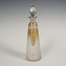 Load image into Gallery viewer, Antique French Saint Louis Acid Etched Glass Perfume Bottle, Empire Nelly Pattern, Gold Gilt Accents
